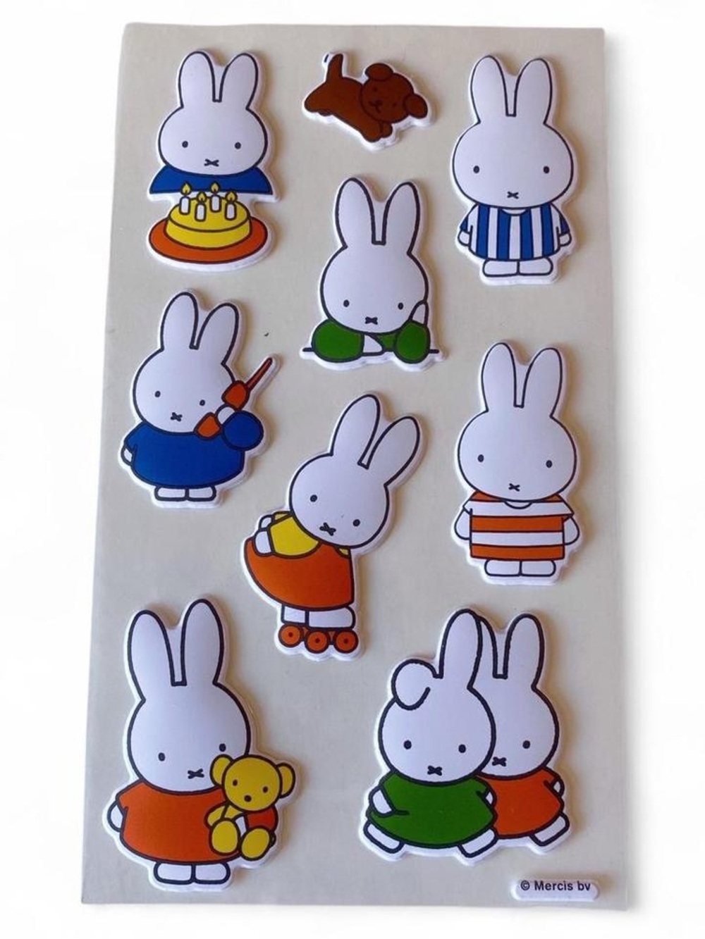 miffy Sticker Sheet with White, Orange, Blue, Green, Yellow, Brown Accents